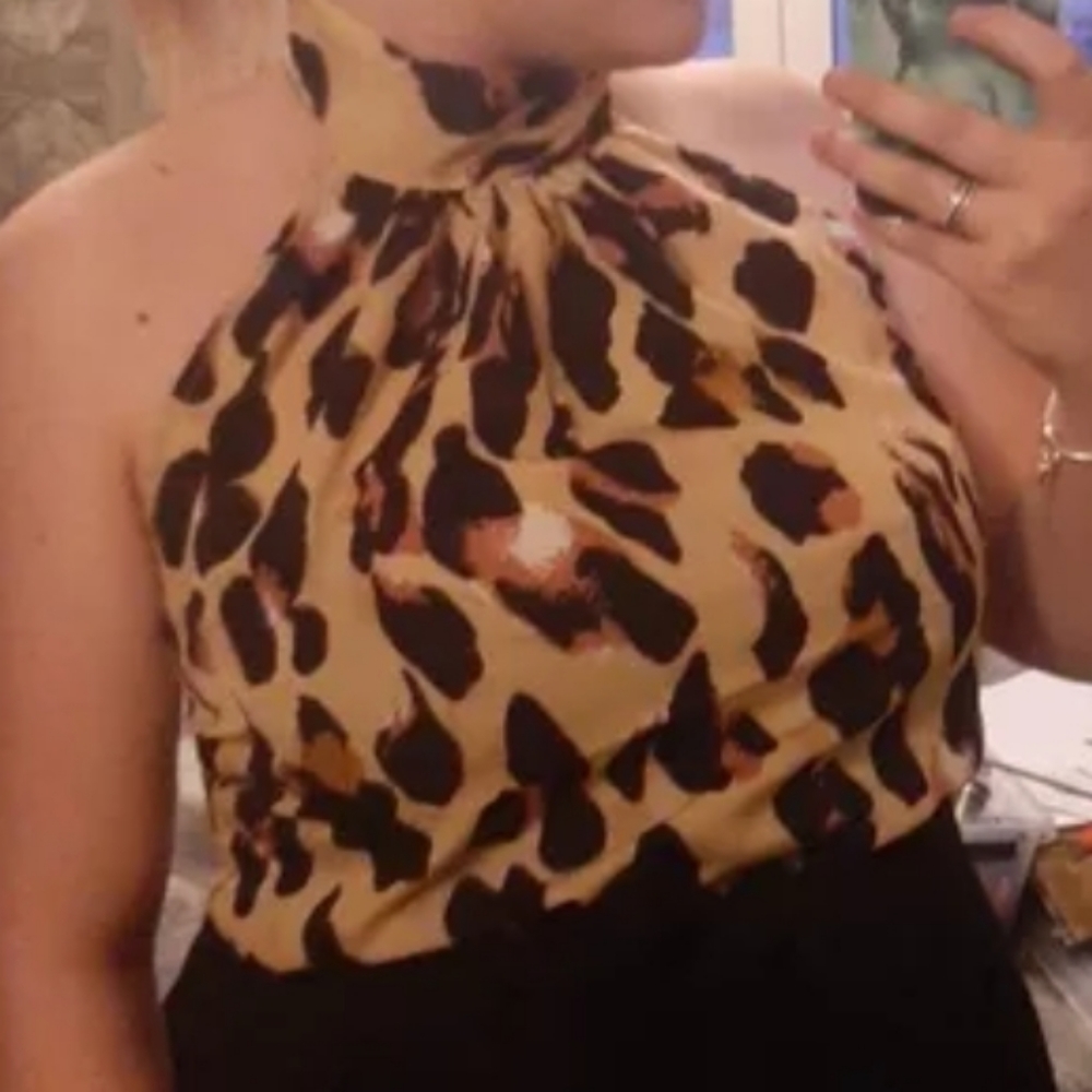 Hirigin Womens Sexy Leopard Print Halter Neck Slee - Picture 5 of 5